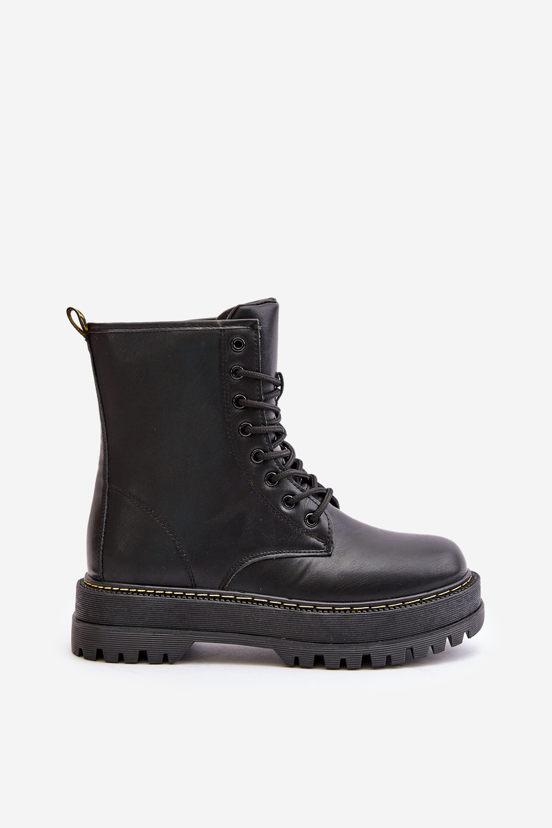 Insulated ankle boots Workery made of eco leather with a zipper black Naléli