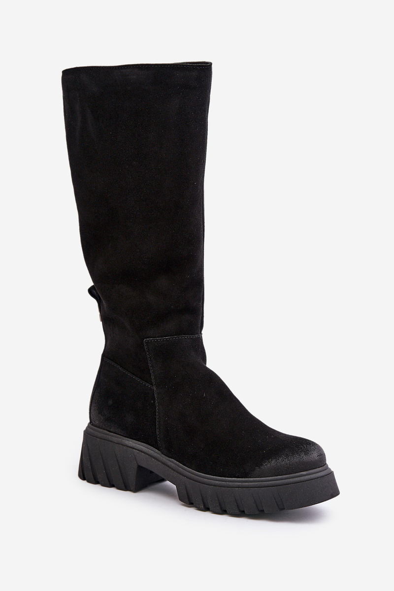 Zazoo Suede Over-the-Knee Boots Insulated Black