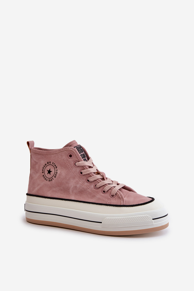 Insulated women's sneakers on the eco leather platform Big Star pink