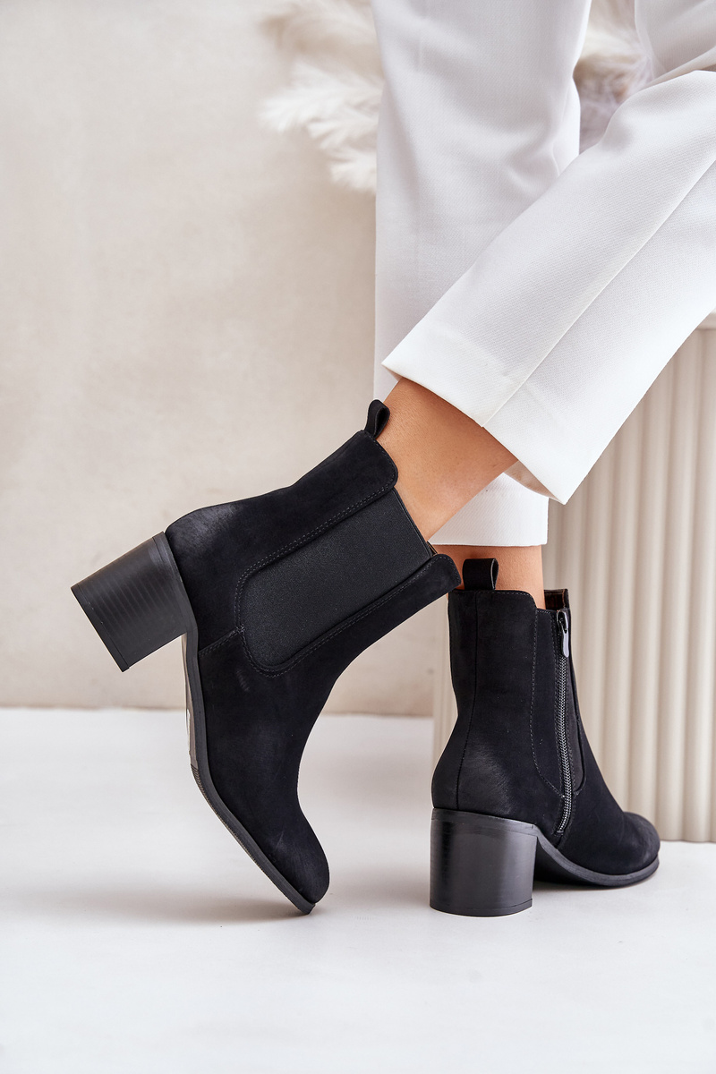 Insulated women's ankle boots with heels black Radeya
