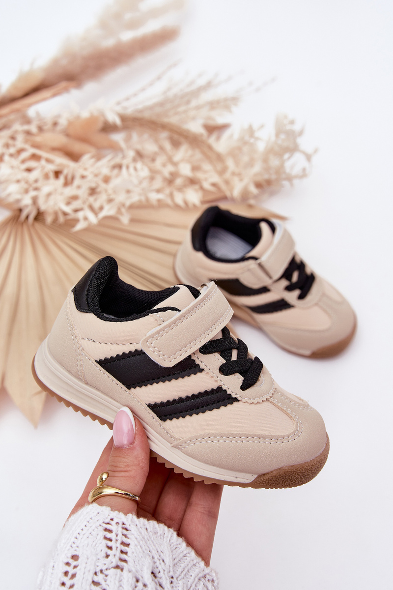 Boto Dětské Sneakersy Sportovní Boty Na Suchý Zip Béžové Viona