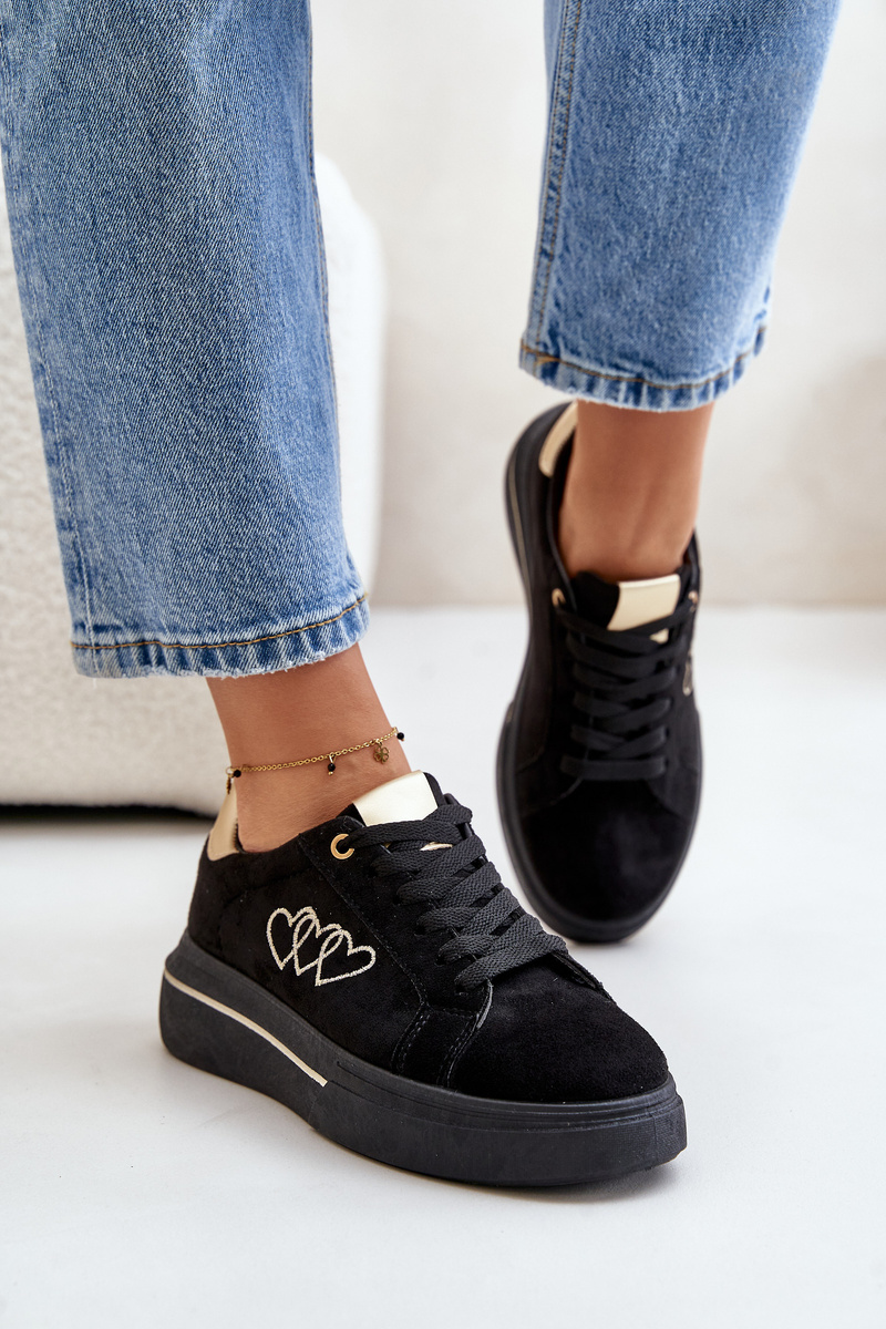 Women's Platform Sneakers Heart Black Avirorae