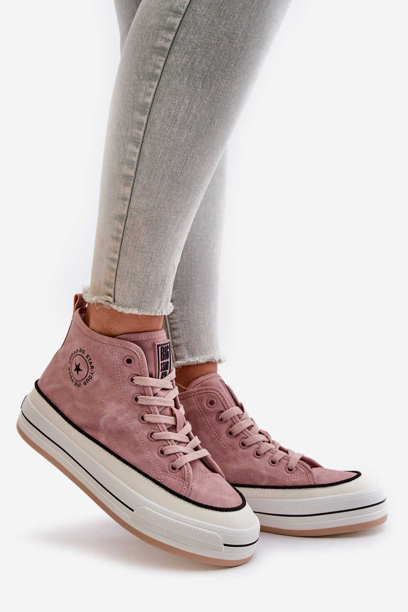 Insulated women's sneakers on the eco leather platform Big Star pink