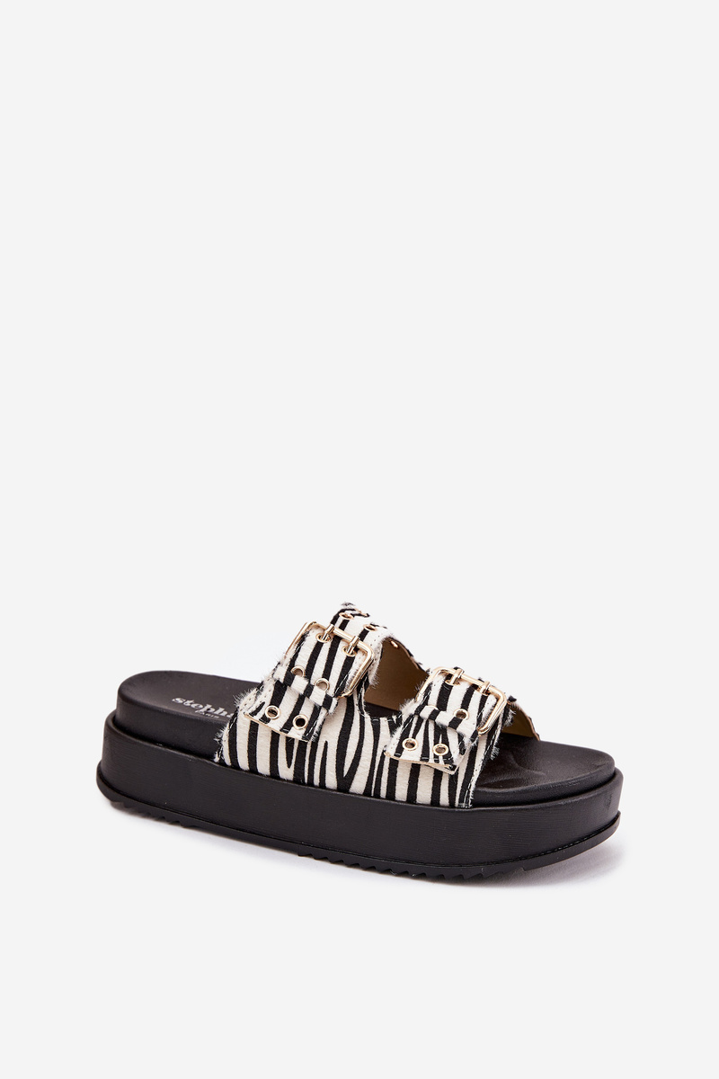 Boto Dámské Sandály Se Zlatými Přezkami Na Platformě Zebra Virvania