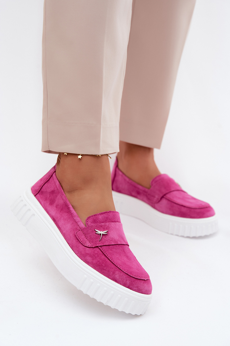 Kožené semišové slip-on topánky na platforme, Vinceza Fuchsia