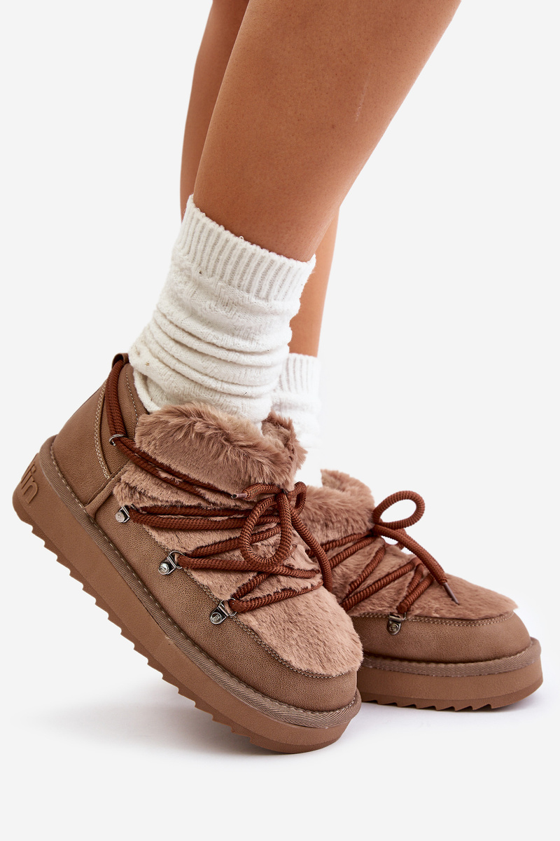 Low platform snow boots with fur D.Franklin brown