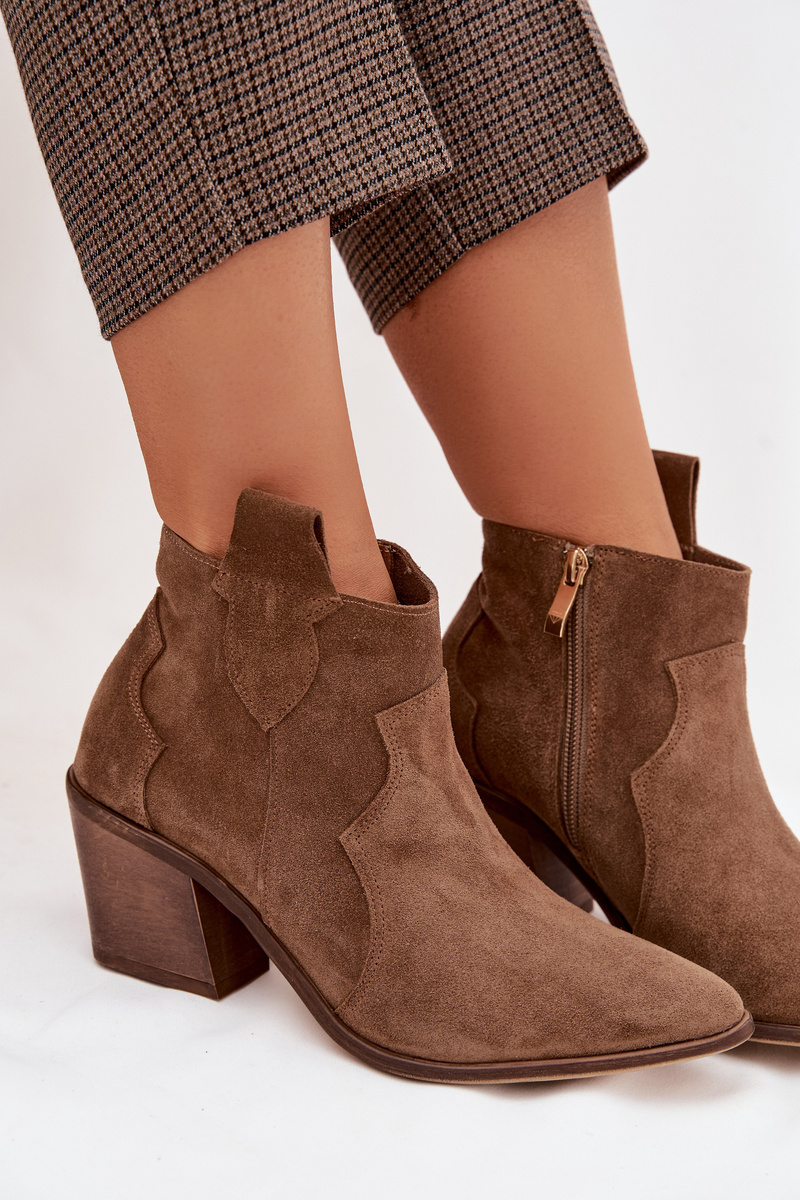 Dámske semišové členkové čižmy Zazoo 3153 khaki