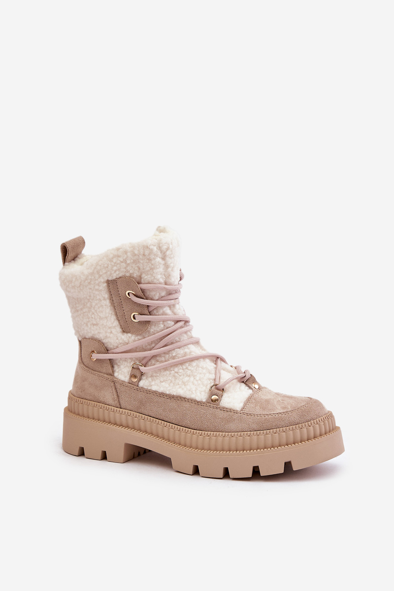 Ankle boots with sheepskin beige Merilana