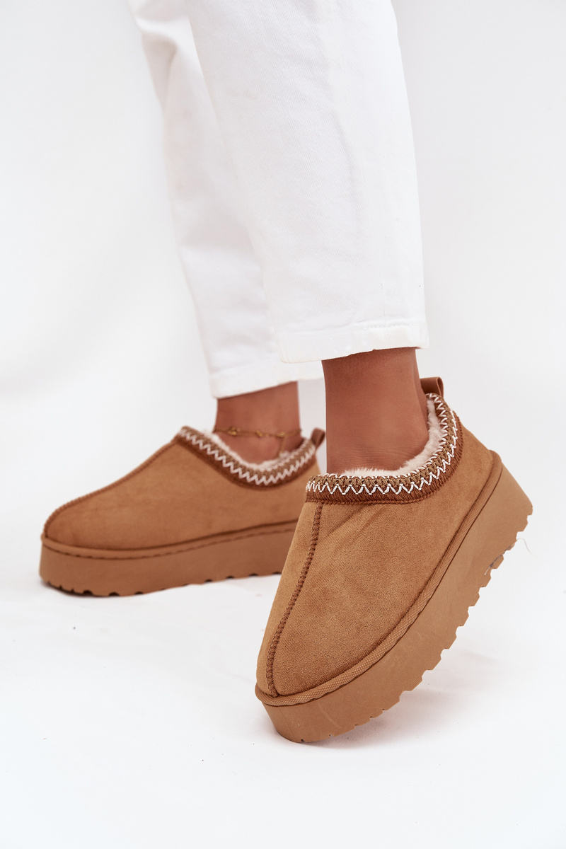 Boto Nízke dámske snehuliaky s výšivkou na platforme Camel Taliah