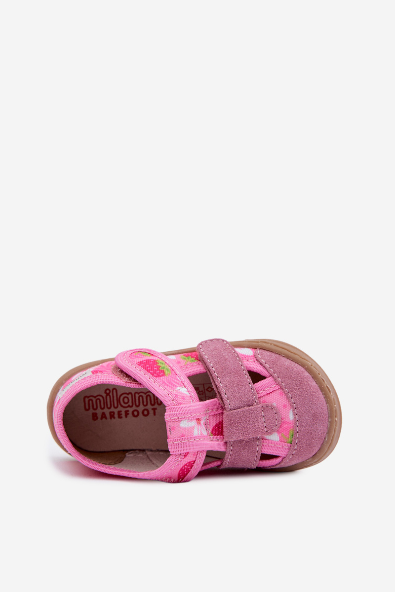 Barefoot detské papuče Milami Pink Strawberry Lumi