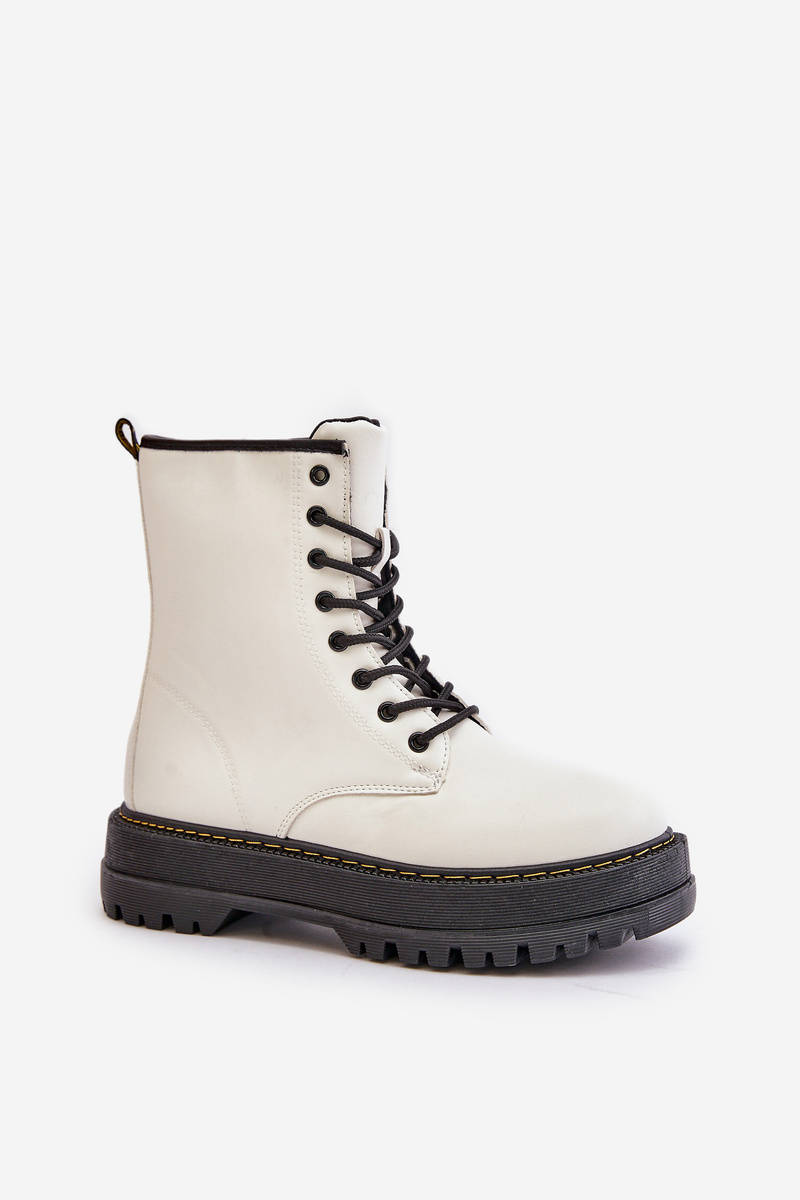Insulated Ankle Boots Made of Eco Leather Zipper White Lay