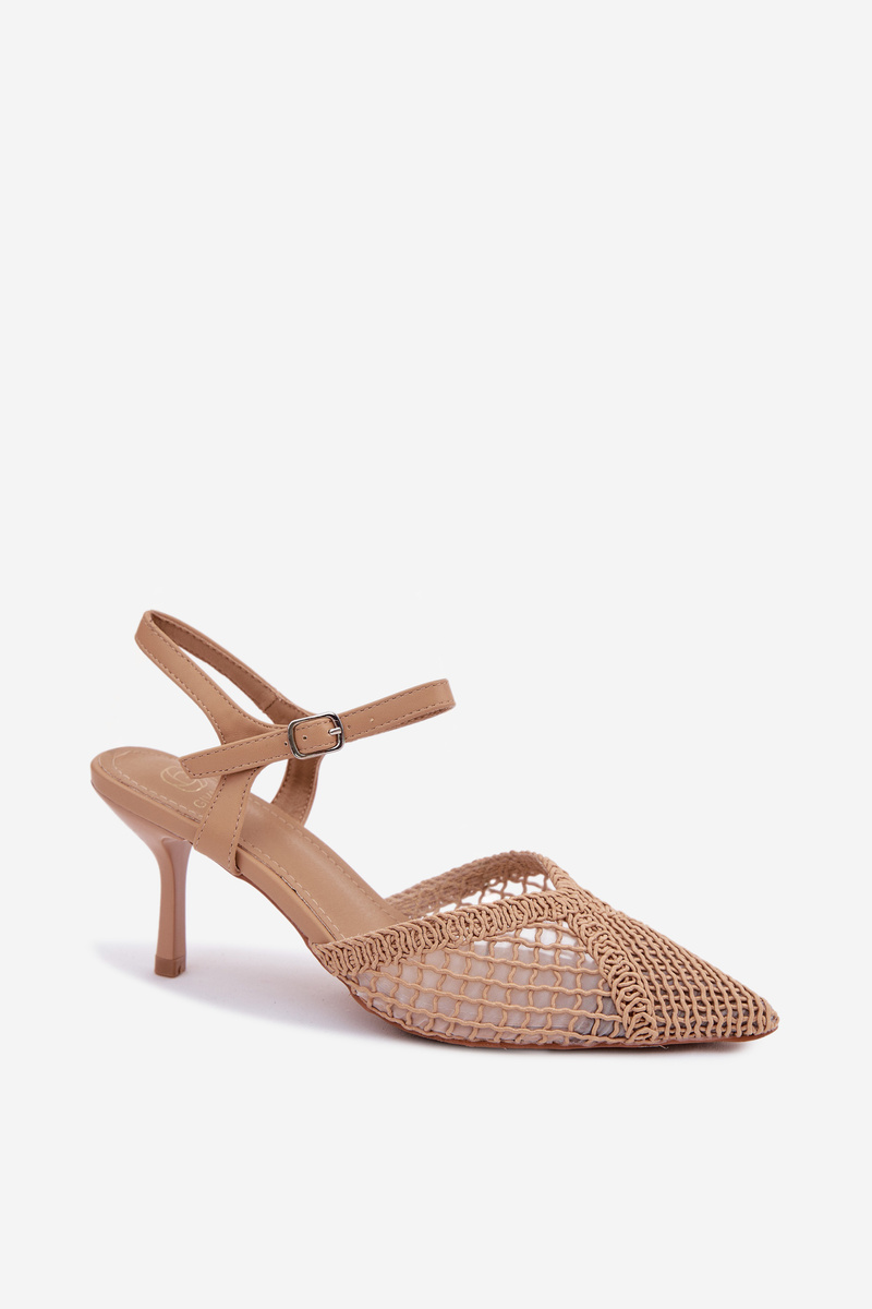 Boto Idira Light Brown Mesh Sandále na podpätku