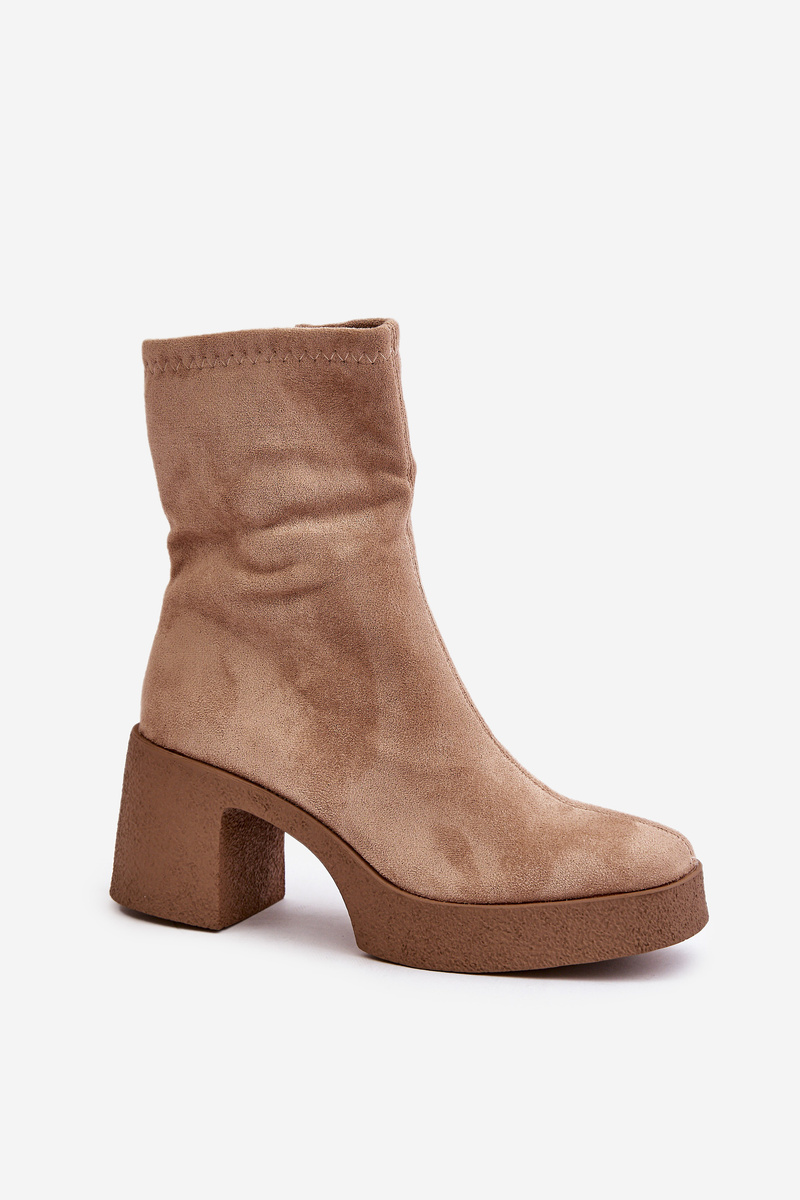 Women's Ankle Boots On Platform With Massive Heel S.Barski Beige