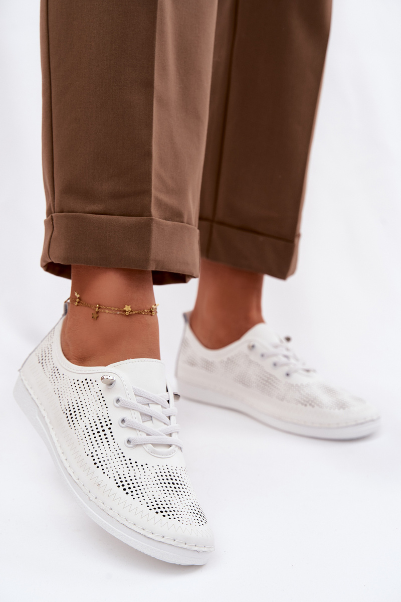 S. BARSKI Дамски кожени мокасини с дишащ модел