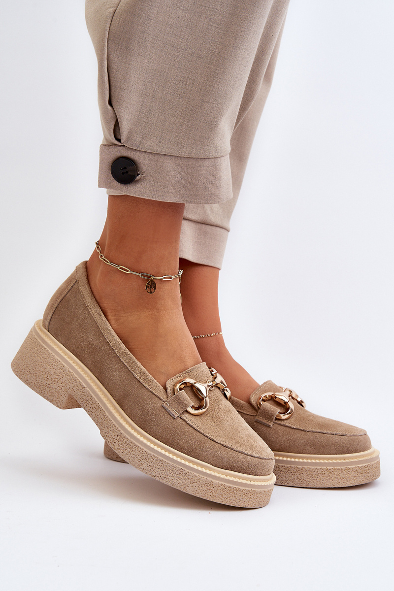 Zazoo 3429 Semišové Dámske Mokasíny S Ozdobou Beige