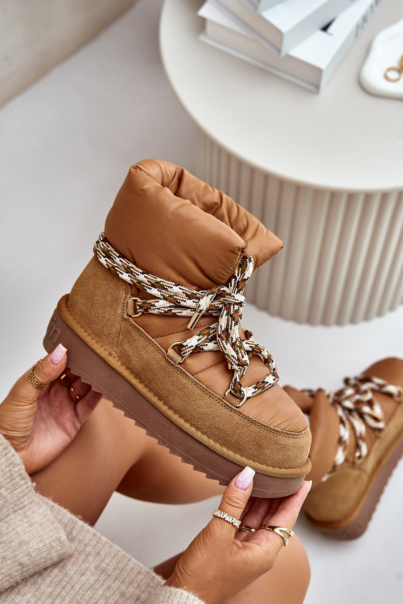 Suede women's snow boots with chunky lacing D.Franklin Brown