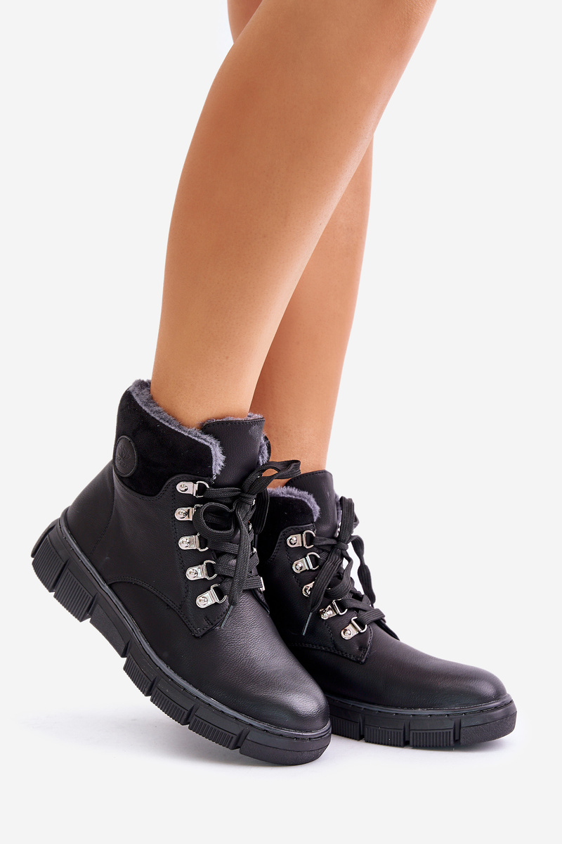 Women's insulated ankle boots with zip trapperky black Mevanisa