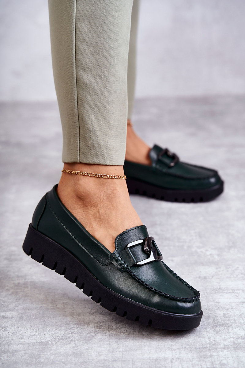 SERGIO LEONE Maľované topánky Loafer na platforme Zielone Kjestti