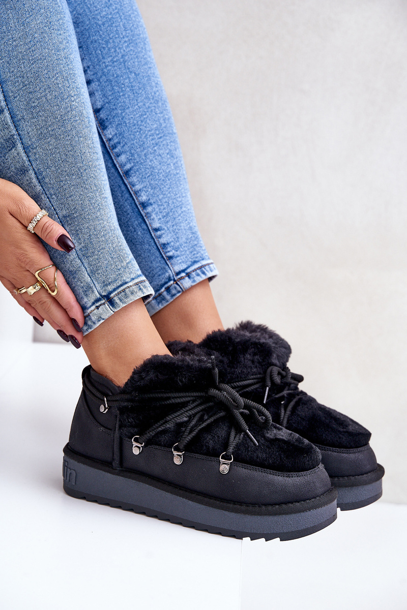 Low platform snow boots with fur D.Franklin DFSH370011 black