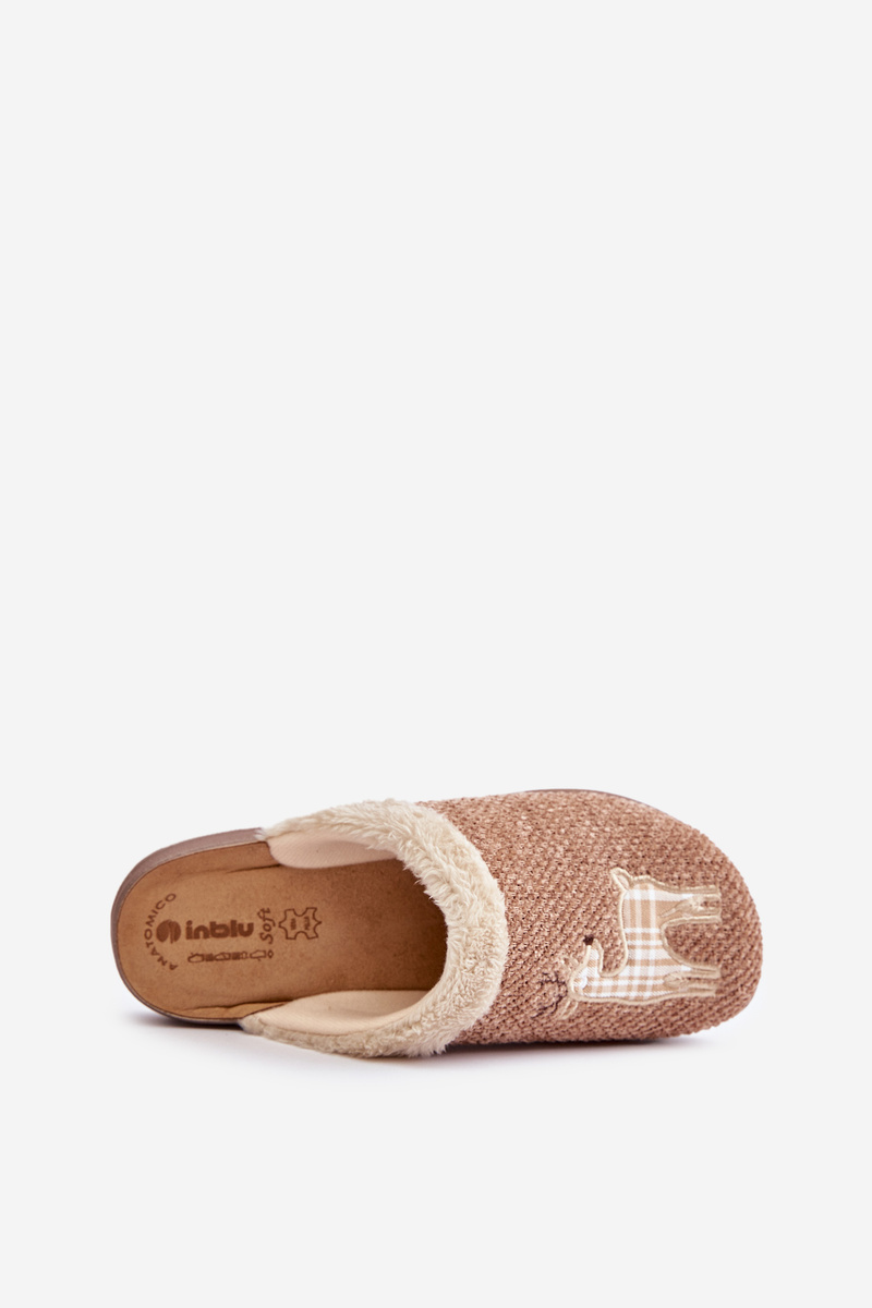 Women&#039;s Slippers With Reindeer And Fur Inblu CT000034 Beige
