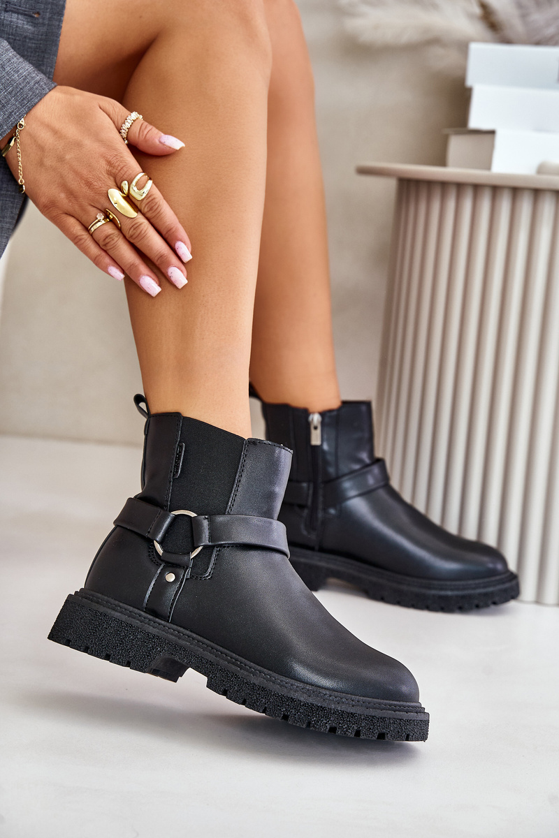 Insulated Ankle Boots With Zip Big Star Black