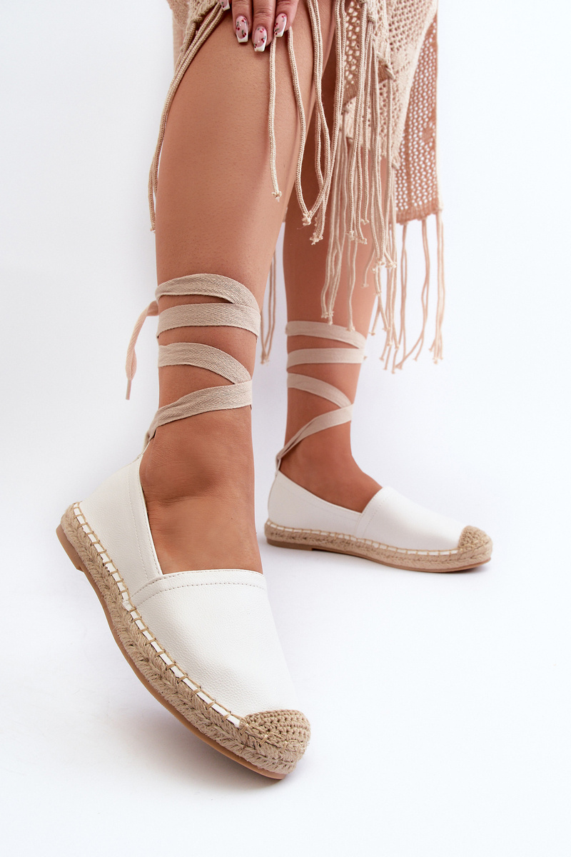 FB1 Lace-up Eco Leather Espadrilles White Ismanne