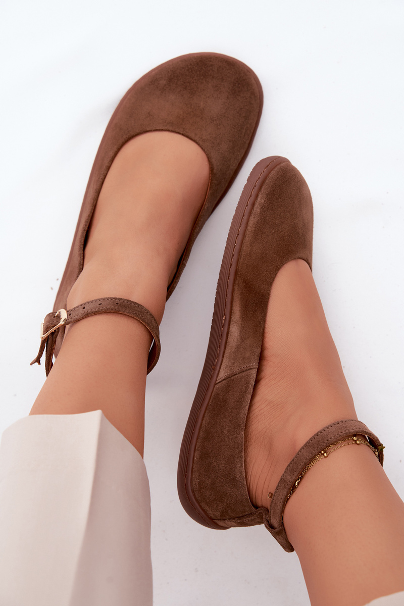 Barefoot baleríny z prírodného semišu Zazoo 020 hnedé