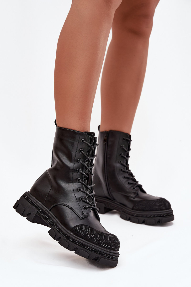 S. BARSKI Дамски работни боти с подплата със украса S.Barski