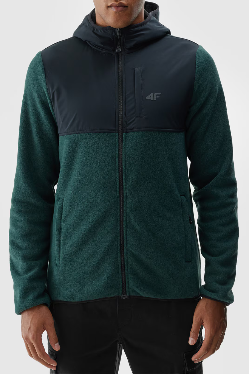 Bluză Polară Cu Glugă 4F Bărbați 4FAW23TFLEM137-20S Negru