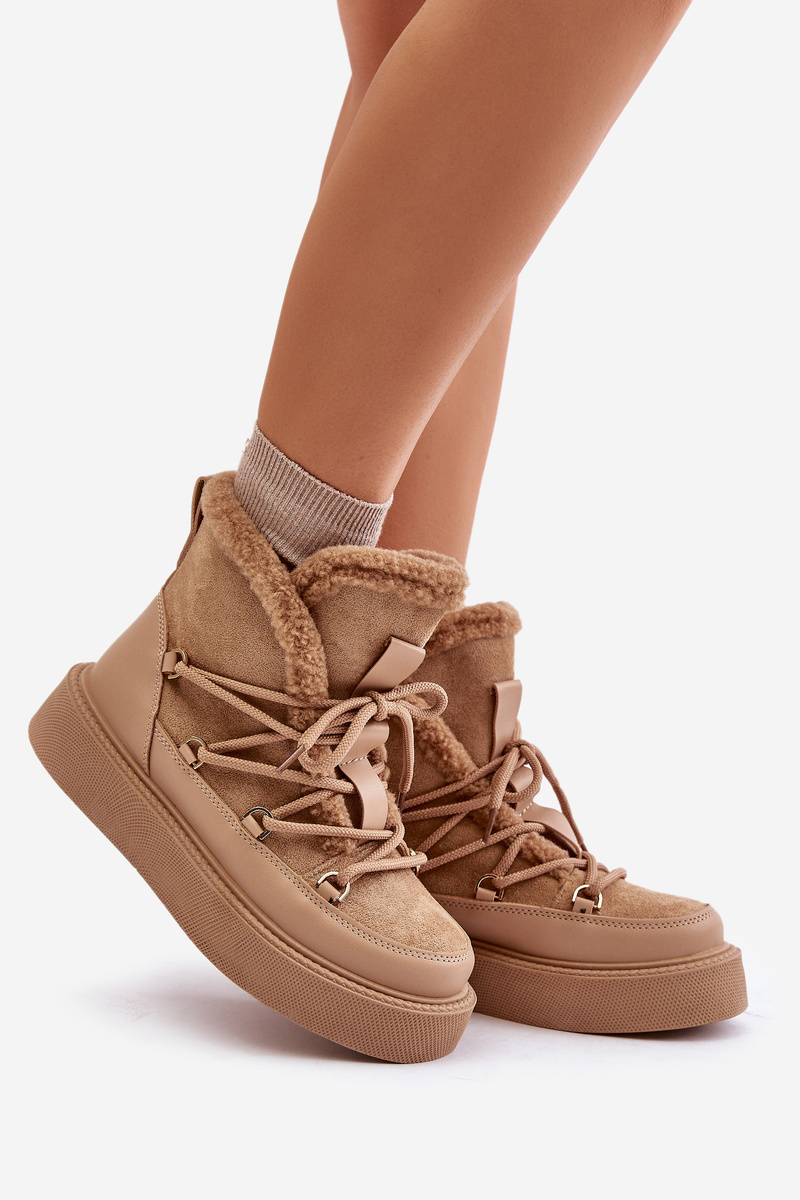 Ankle snow boots on a platform dark beige Tamidra