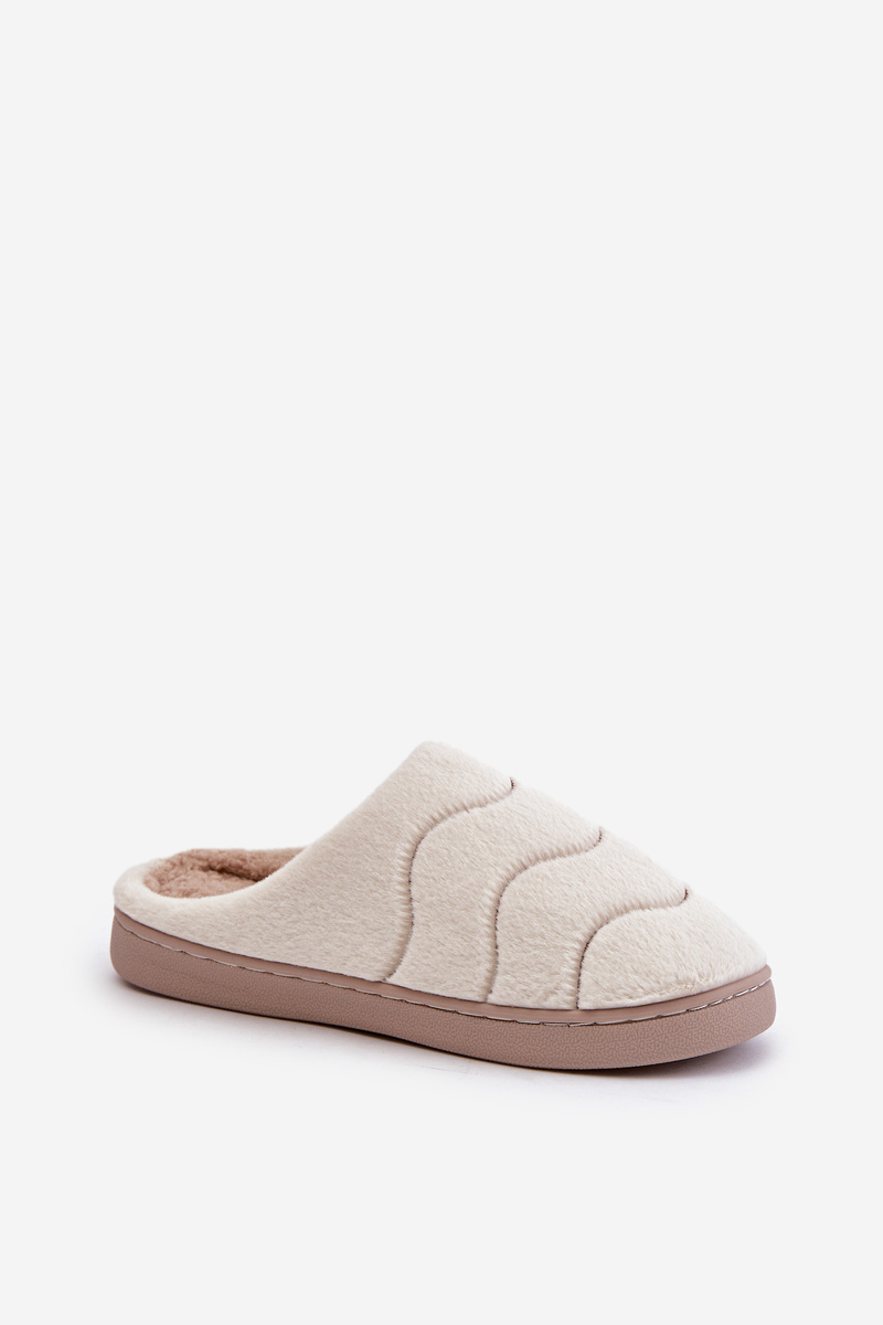 Futrzane Warm women&#039;s slippers beige Vamirae
