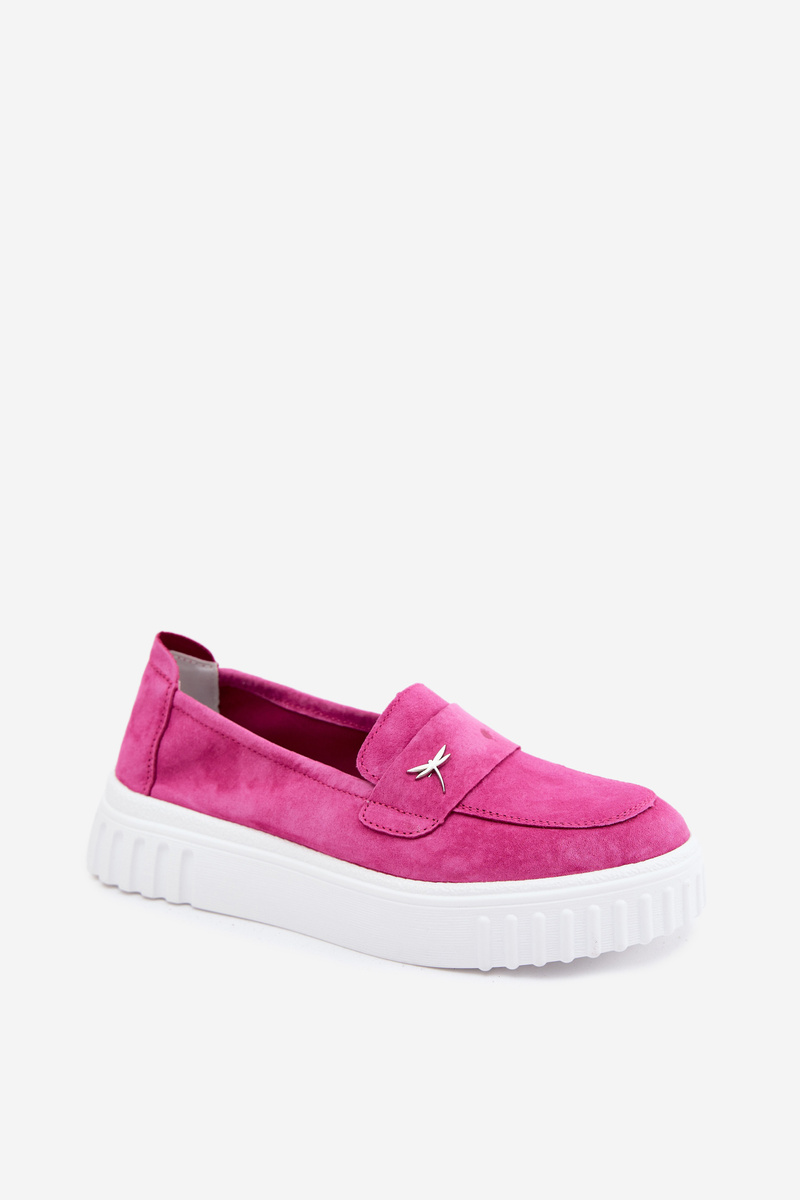 Kožené semišové slip-on topánky na platforme, Vinceza Fuchsia