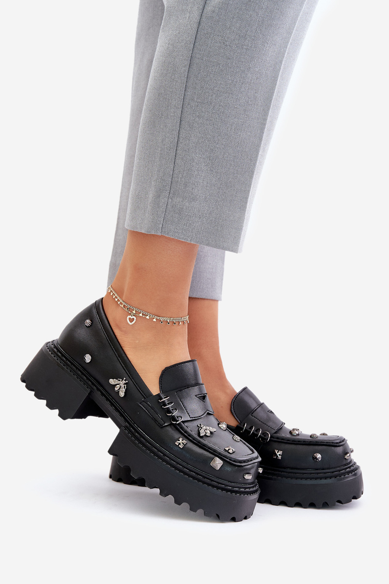 Women&#039;s leather half-boots with D&amp;A decorations black