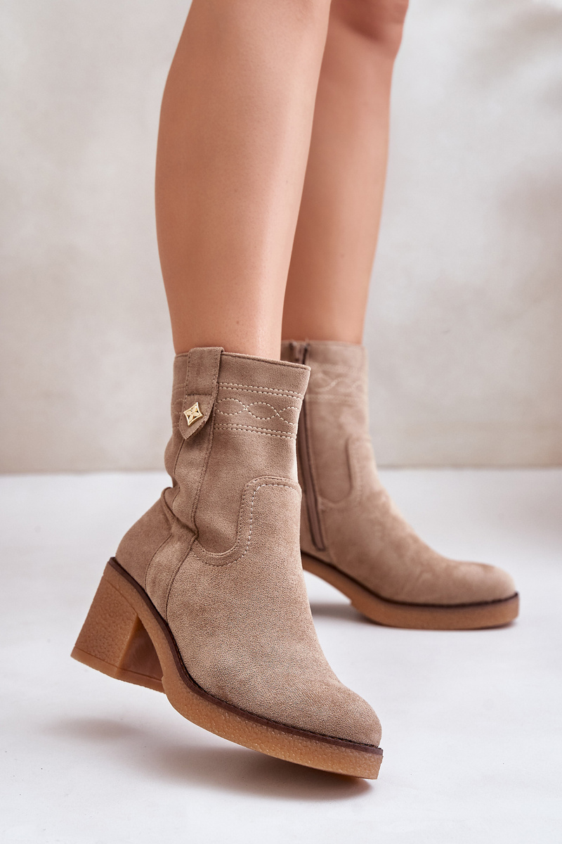 Insulated women's ankle boots on heel beige Vailia