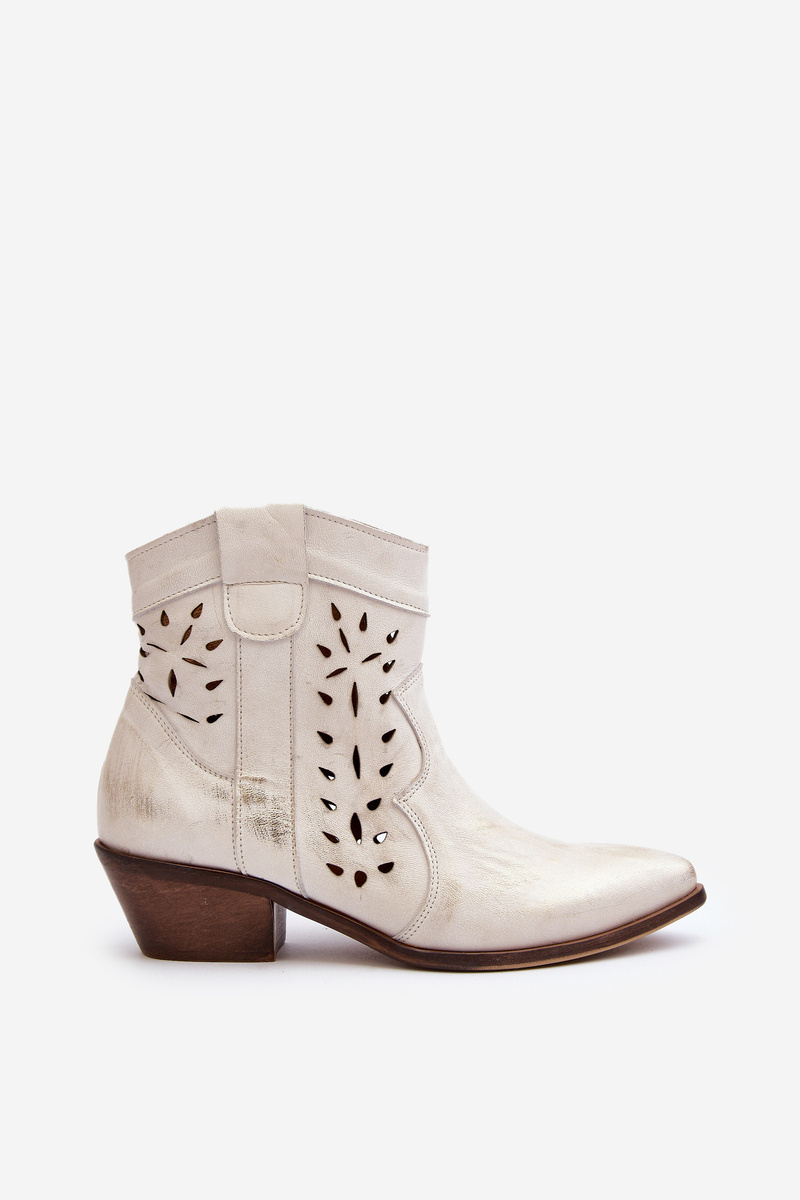 Botine perforate din piele 2870 Zazoo argintii