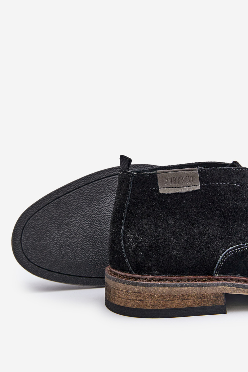 BIG STAR SHOES Semišové Pánske Čižmy Na Šnurovanie Čierne Big Star