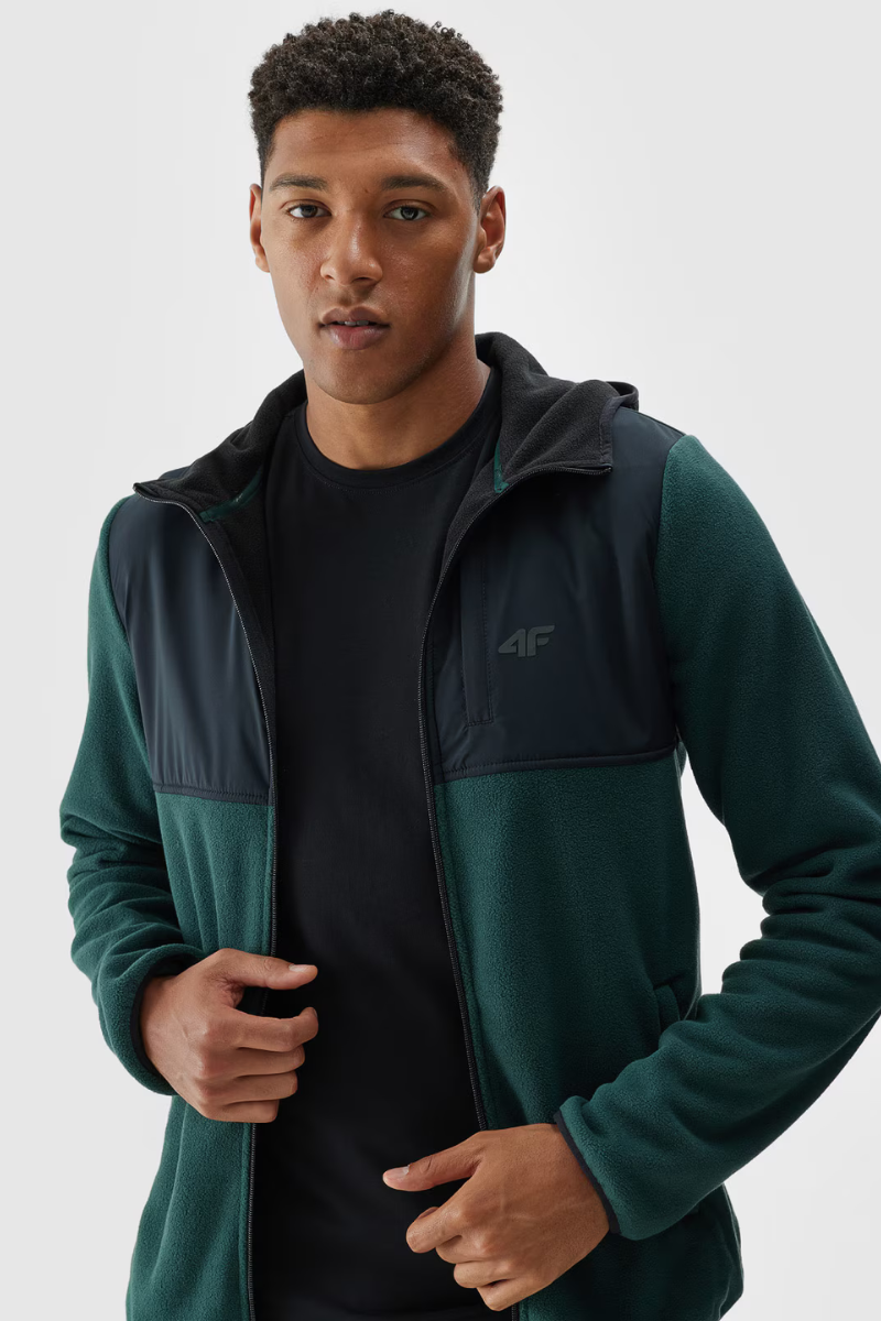 Bluză Polară Cu Glugă 4F Bărbați 4FAW23TFLEM137-20S Negru