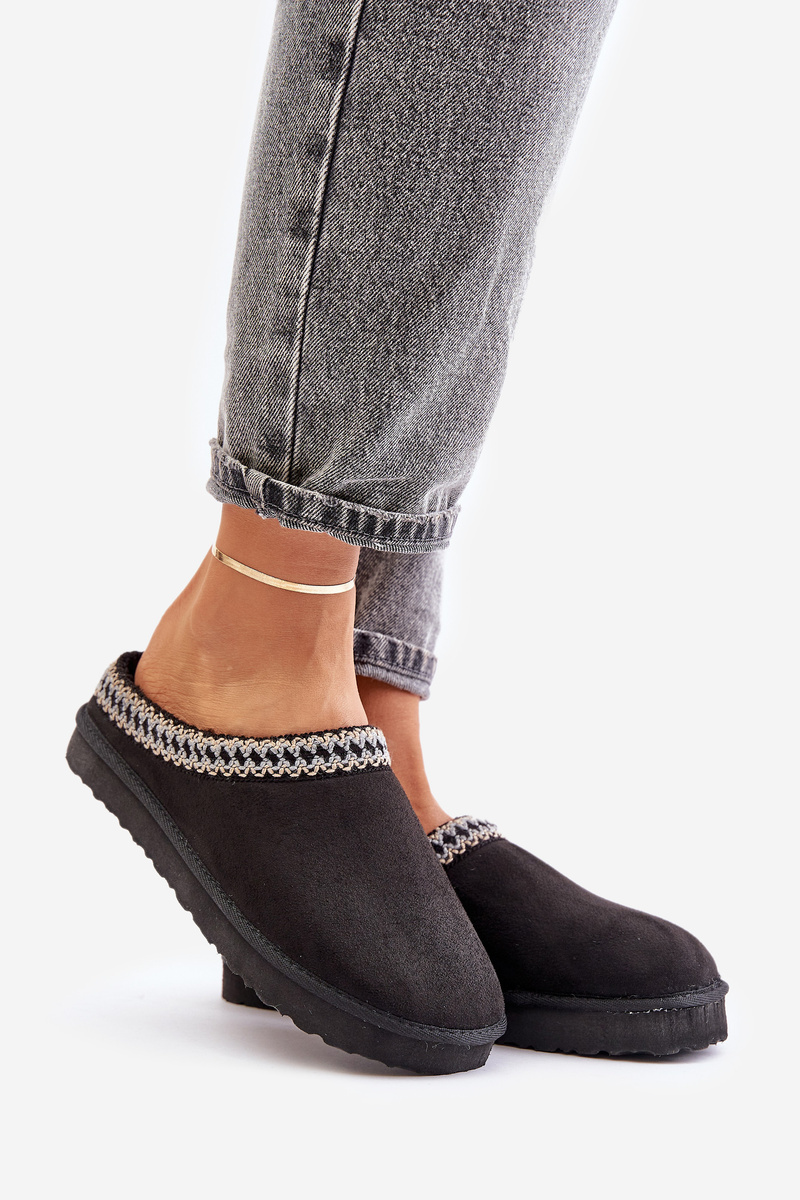 Comfortable slippers with embroidery women&#039;s inblu FX000021 black