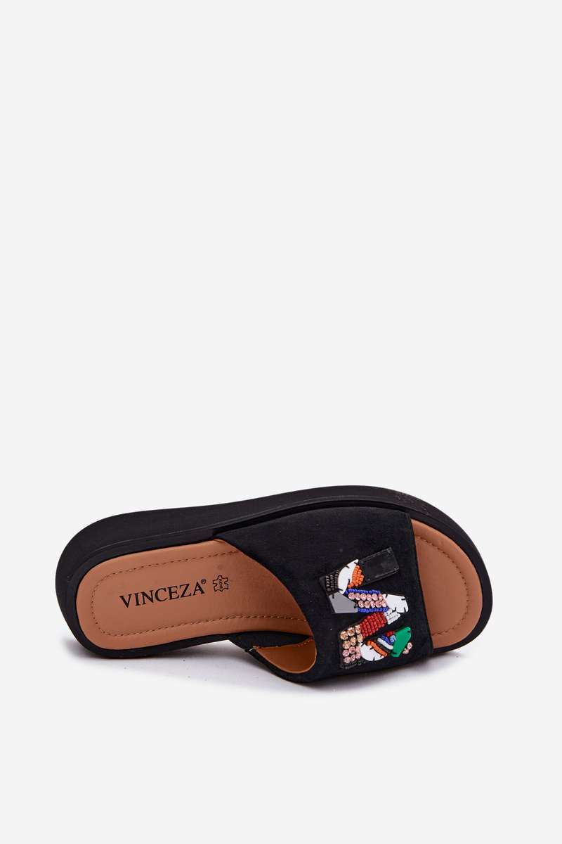 Kožené semišové dámske šľapky na platforme Vinceza