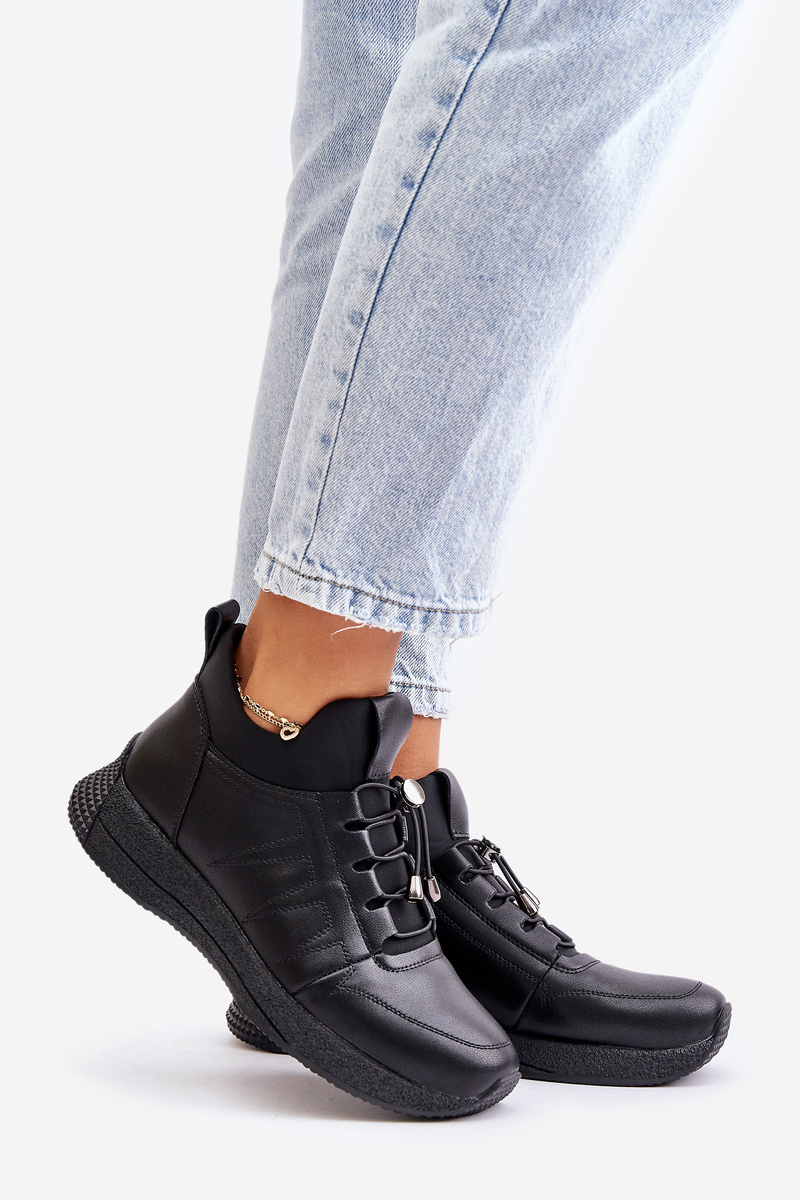 Insulated sports leather zipper shoes Artiker black