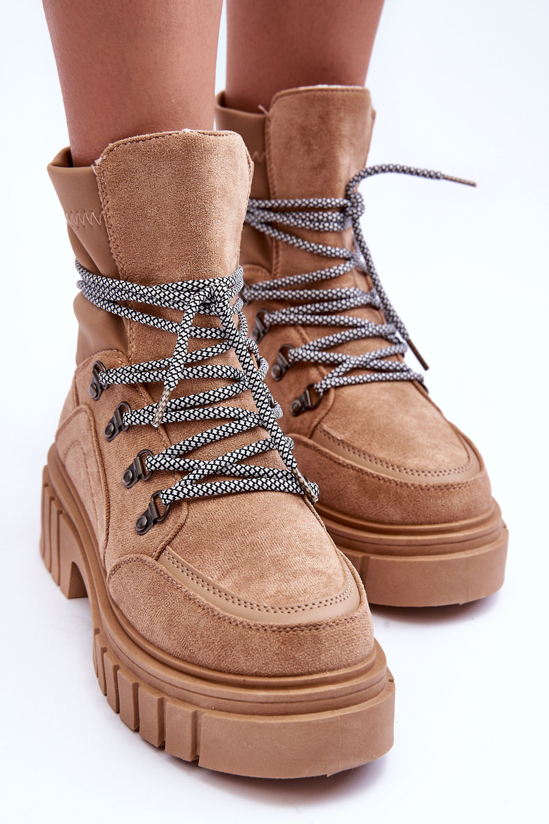 FG2 Dámske semišové čipky -up topánky Dark Beige Acorn