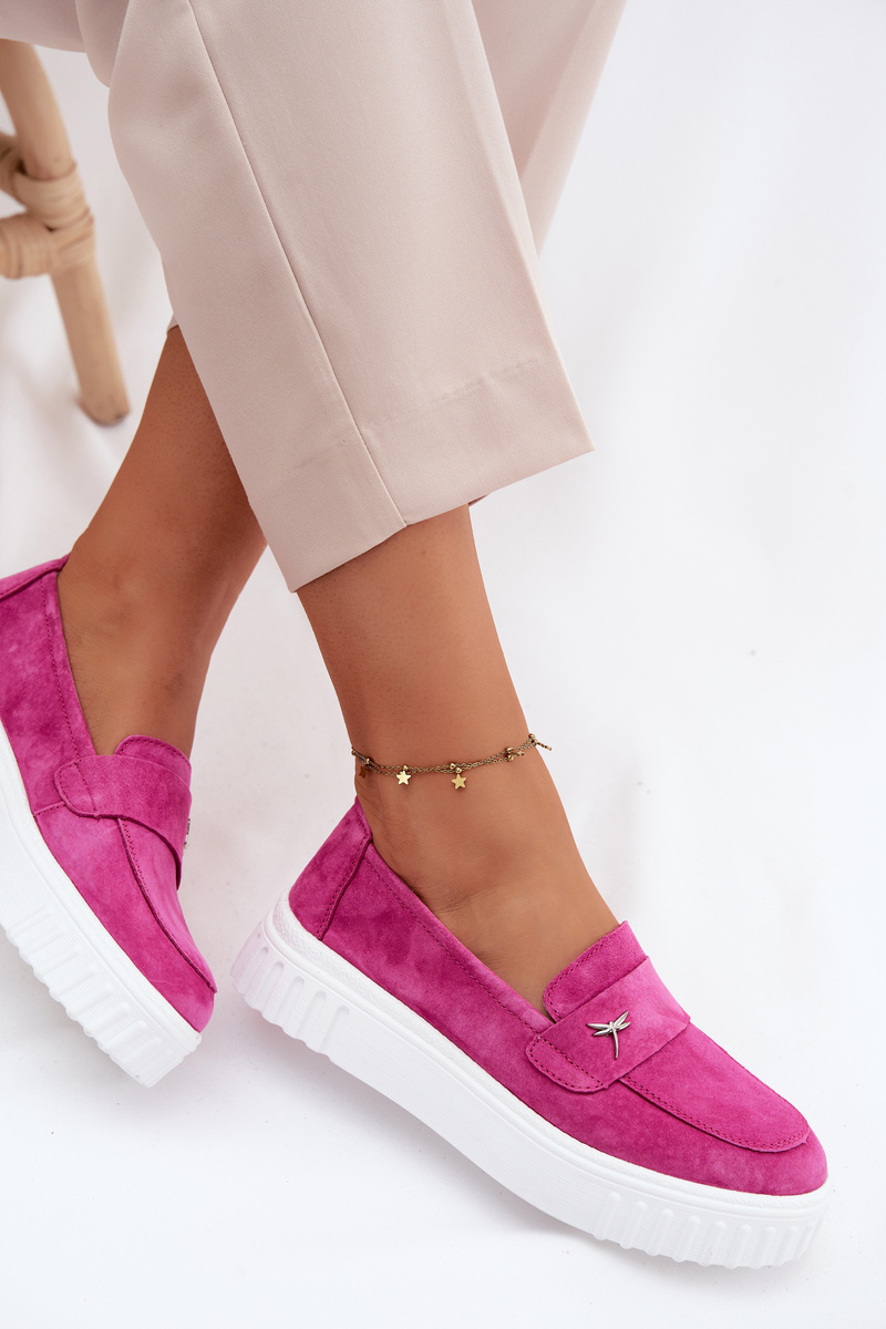 Kožené semišové slip-on topánky na platforme, Vinceza Fuchsia