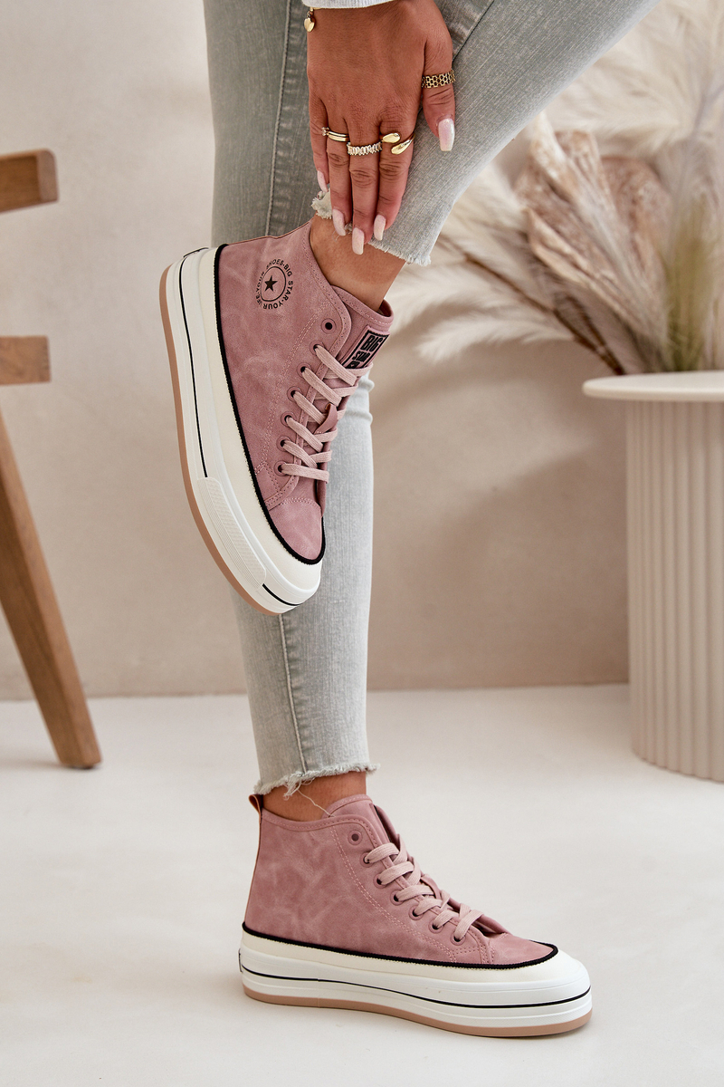 Insulated women's sneakers on the eco leather platform Big Star pink