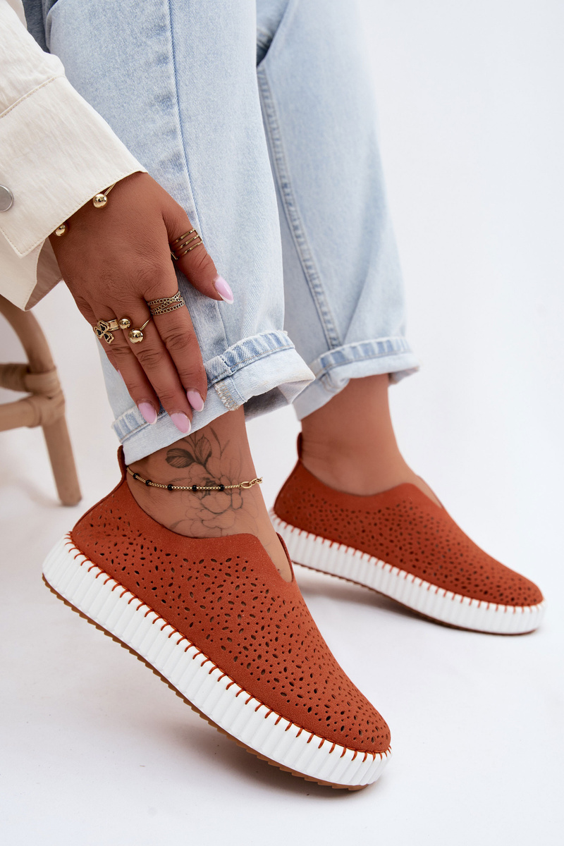 Dámske slip-on topánky na platforme oranžové