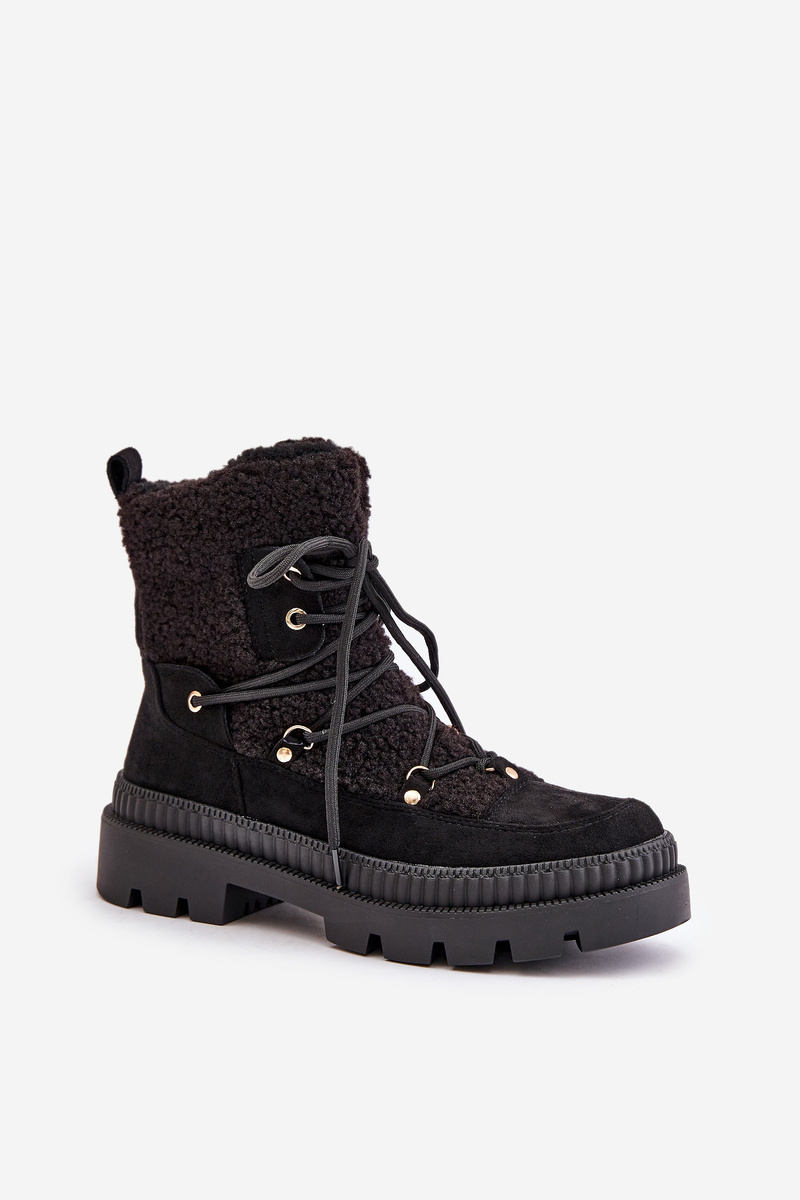 Ankle boots with sheepskin black Merilana