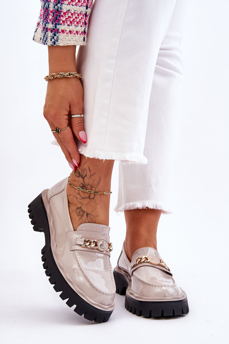 Patent leather platform loafers Light grey Ronin