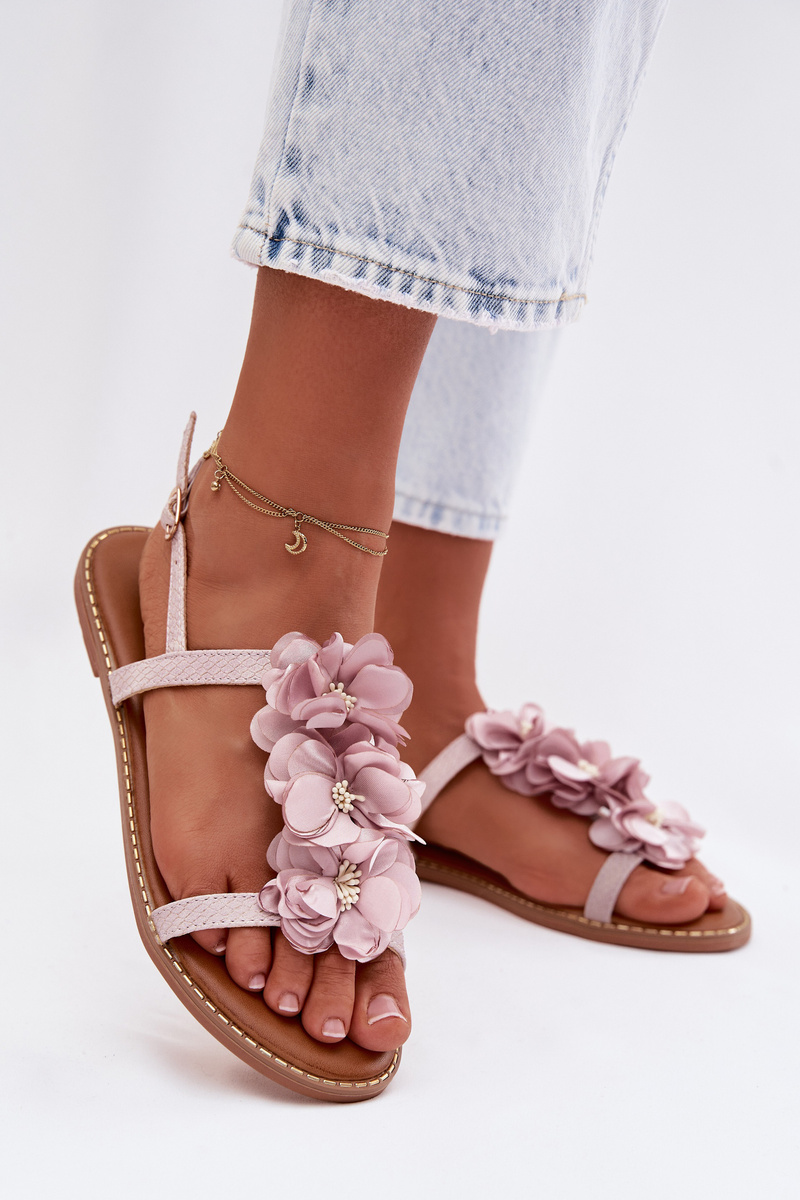 Дамски сандали с цветя, лилави Noemia