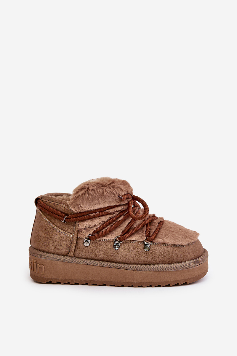 Low platform snow boots with fur D.Franklin brown