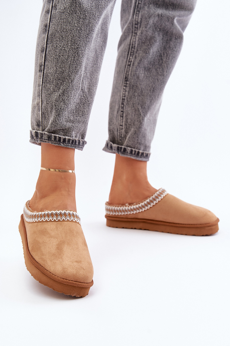 Comfortable home footwear slippers with embroidery women's inblu FX000021 camel