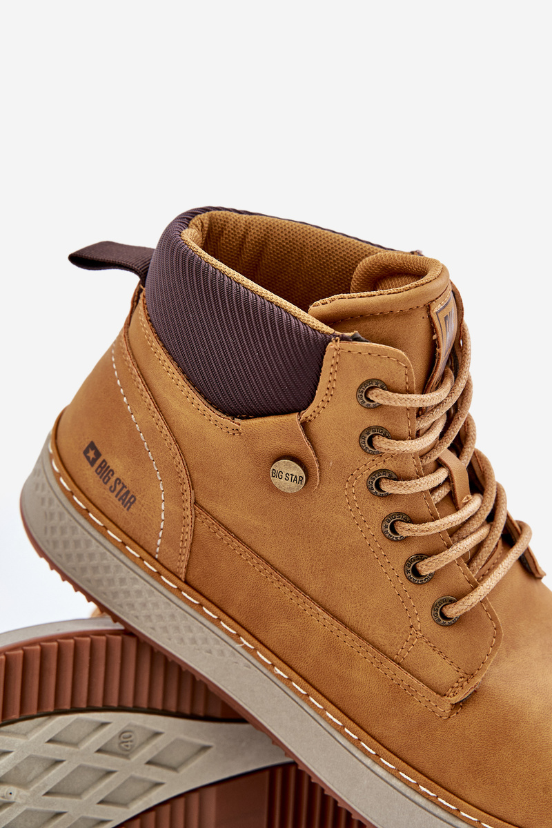 Lace-up men&#039;s ankle boots Big Star Hi-Poly System Camel